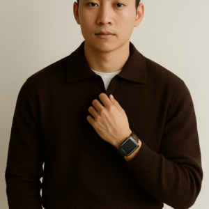 brown knit sweater for men