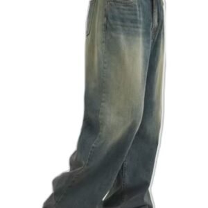 wide-leg vintage-washed jeans for women