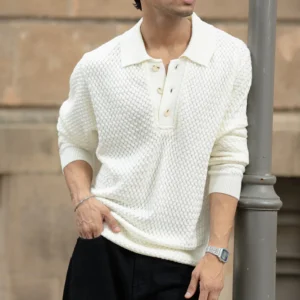 off white knit polo sweater