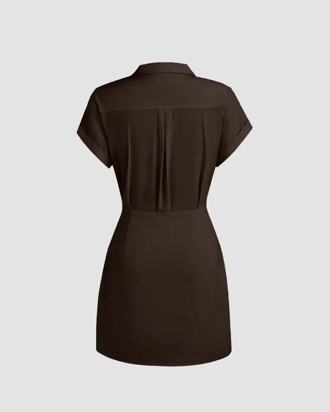 collar wrap buckle dark brown mini dress collar wrap buckle dark brown mini dress