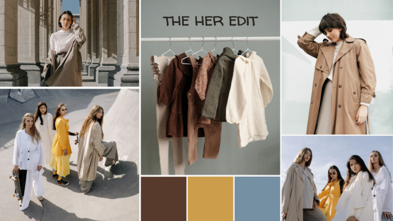 brown beige and blue modern fashion collection facebook cover